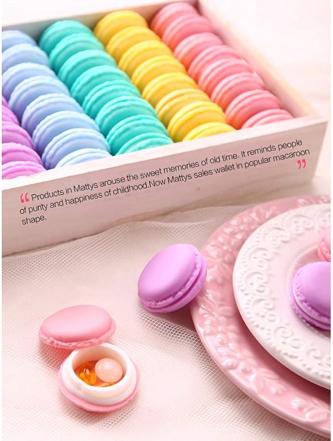 Coolrunner Macaron Case, Mini Macaron Box, Macaron Cute Pill Box, Colorful Macaron Jewelry Storage Box, Shape Storage Box Candy Cute Pill Organizer Case Container(8PCS)