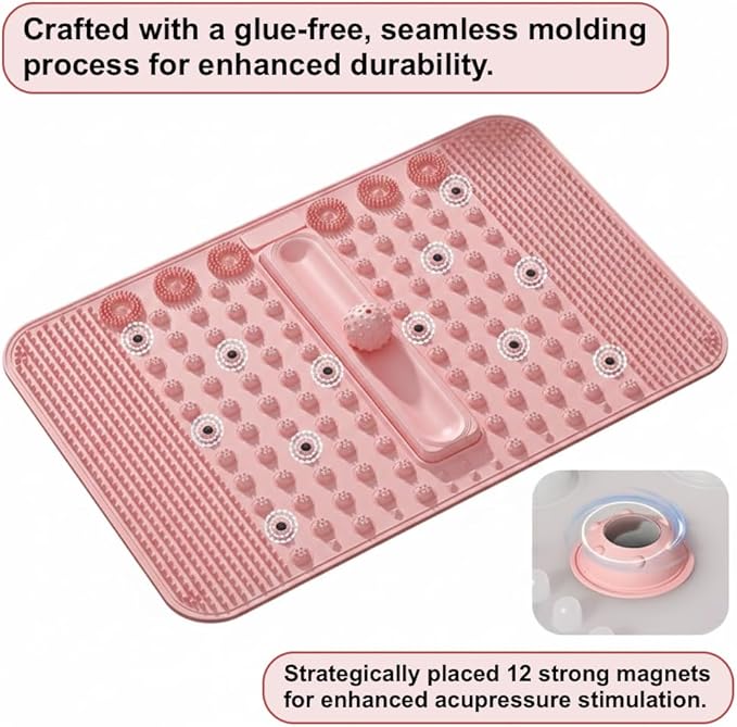 Foot Massage Mat with Soft TPE Silicone – Reflexology Acupressure Foot Pad with Removable Massage Ball, Roll-Up Portable Design for Plantar Fasciitis, Foot Pain Relief & Circulation, Home Office Use