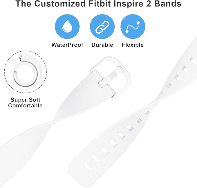 3 Pack Silicone Bands Compatible with Fitbit Inspire 2 Bands for Women Men, Adjustable Replacement Sport Wristbands Straps for Fitbit Inspire 2 / Ace 3 (Black/Gray/White)