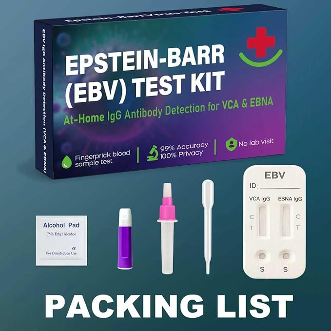Epstein Barr (EBV) at-Home Test Kit | Detects IgG Response to VCA & EBNA | 15-Minute Rapid Result | Easy Fingerstick Sample
