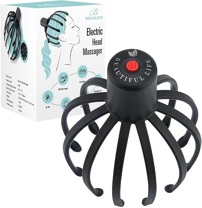Head Massager Scalp Electric with 3 Modes, 360 Degree Head Massager Cordless Portable, Head Scratcher for Stress Relax