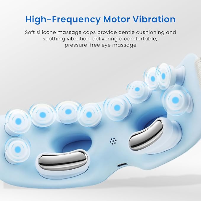 Eye Massager with Water Mist & Heat Therapy, 4 Modes Bluetooth Eye Massage Device for Dry Eyes & Eye Strain Relief, Gift for Women