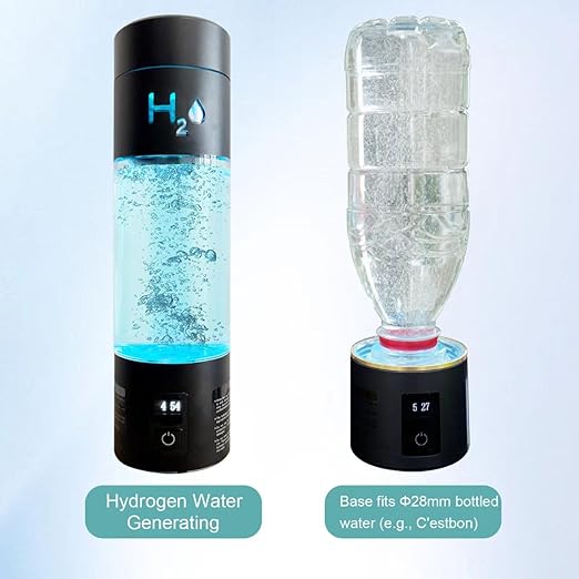 Hydrogen Water Bottle Generator with Premium Alloy, 6000PPB SPE PEM Tech Portable Hydrogen Rich Water Ionizer 9 OZ, LED Timer, Rechargeable, Health Gift for Home, Office, Travel