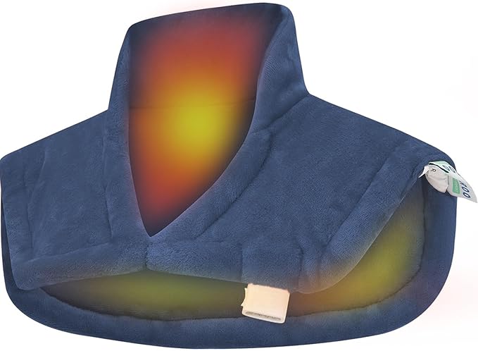 Heating Pad for Neck and Shoulders and Back Pain Relief, Weighted Heat Pad with Dry&Moist Heat, Neck Heating Pads 4 Heat Settings, Auto-Off, Christmas Gifts for Women Mom Dad, 19'' x 22'', Denim Blue