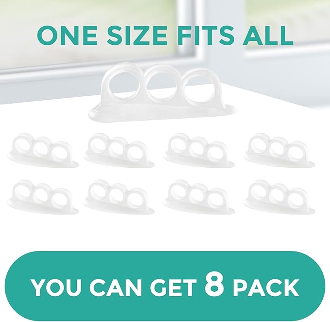 Welnove Hammer Toe Straightener Toe Corrector for Women - 8 Pcs Hammer Toe Cushion Pads for Bent, Crooked, Curled, Claw, and Hammer Toes - Soft Support and Realignment(Clear, 3 Loop Design)