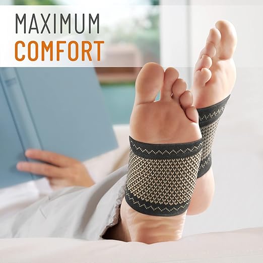 Copper Arch Support for Plantar Fasciitis. 2 Half Socks/Sleeve Compression Brace for Women and Men. Orthotics Feet Pain Aid Fit for Flat/High/Fallen Arches, Foot Care (Copper)