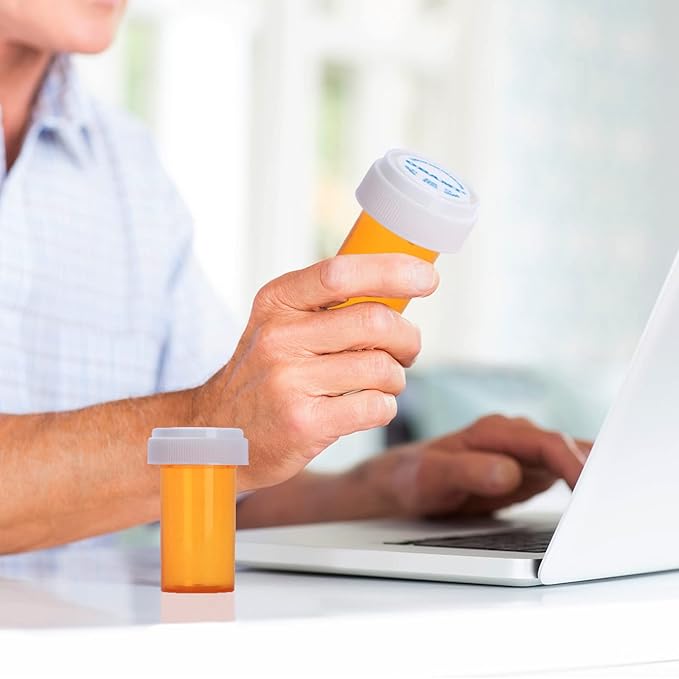 Plastic Empty Pill Bottles with Double Sided Use (Child Resistant & Easy Open) Caps - Medicine Container Pill Cases Dispenser Organizers (20 Dram, 12pcs)