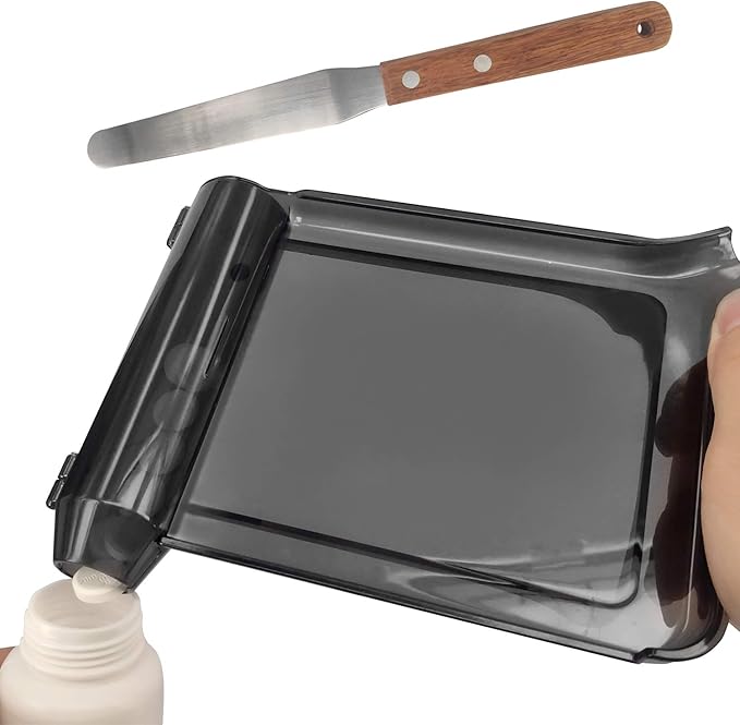 Medarchitect Right Hand Pill Counting Tray with Spatula (Black - Wood Handle)