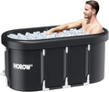 HOROW XL Large Oval Ice Bath Tub for Athletes, 100 Gallons Portable Cold Plunge Tub for Recovery and Cold Water Therapy, Multiple Layered Ice Plunge Tub with Cover for Family Gardens, Gym, Outdoor Use