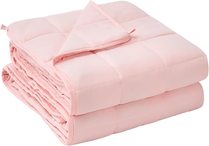 yescool Weighted Blanket for Adults (22 lbs, 60" x 80", Pink) Cooling Heavy Blanket for Sleeping Perfect for 210-230 lbs, Queen Size Breathable Blanket with Premium Glass Bead, Machine Washable