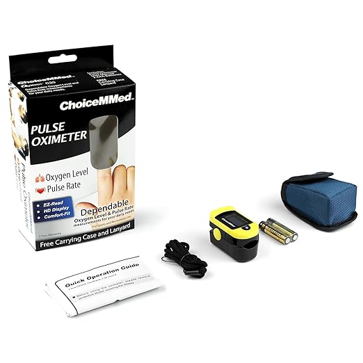 ChoiceMMed C20 Pulse Oximeter - Fingertip Pulse Oximeter Blood Oxygen Saturation Monitor - Large OLED Screen SPO2 Monitor with Lanyard and Carrying Case