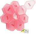 7-Day Weekly Pill Organizer and Daily Vitamin Case - Pill Box for Medication Management (Pinkish-red)