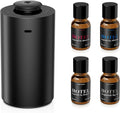 Airversa Waterless Essential Oil Diffuser Starter Kit with 4x10mL Hotel Fragrance Oils for Home Car Office, Premium Aluminum Housing, Up to 600 sq ft, Aroma Nebulizer Baterry Operated, ANX Kit-D Black