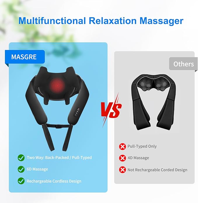 Neck Massager for Pain Relief Deep Tissue, Cordless Neck and Back Massager with Heat, Shiatsu 6D Kneading Massage for Shoulder, Back,Leg,Pain Relief, Gifts for Dad Mom Friend Christmas