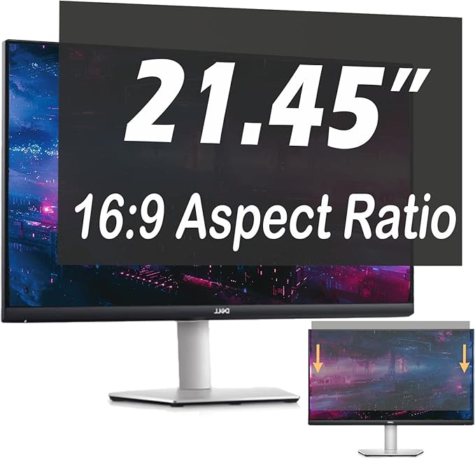 21.45 Inch Privacy Screen for Computer Monitor, 16:9 Anti-Spy Filter for Laptop & PC Display, Blue Light Blocking Anti-Glare Reversible Protector Film, Easy Slide-Mount Installation(21.45 Inch Widescreen(16:09))