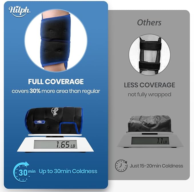 360° Full Coverage Knee Ice Pack Wrap for Post-Surgery Recovery - Bendable & Adjustable Hot Cold Therapy for Pain Relief, Swelling, Arthritis - Easy to Wear, Reusable Gel Pack for Men & Women, Black
