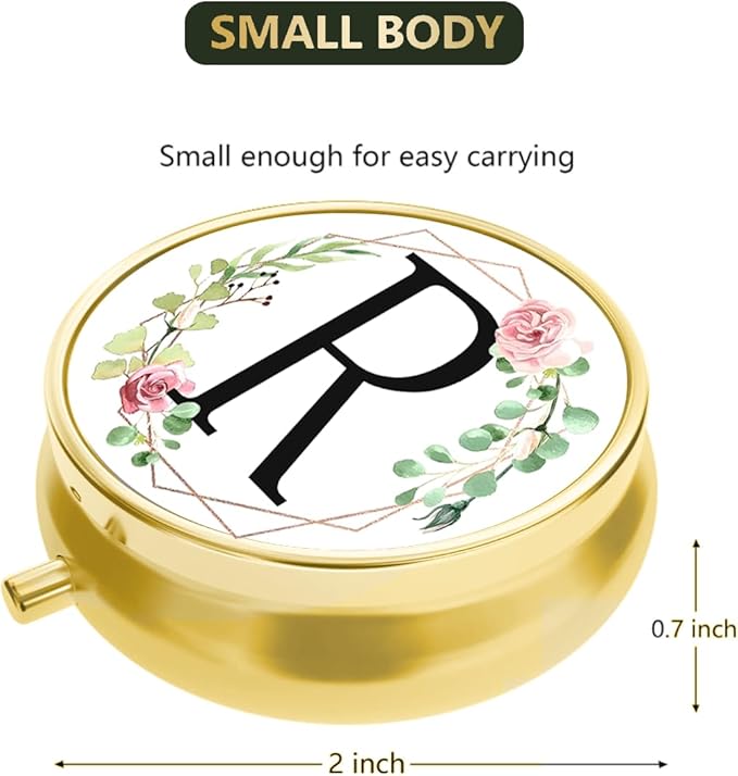 Small Pill Box for Purse Pocket, Personalized Small Pill Case 3 Compartment, Monogrammed Cute Pill Organizer, Gift for Women Teen Girls, Travel Mini Jewelry Box,Earring Holder Organizer