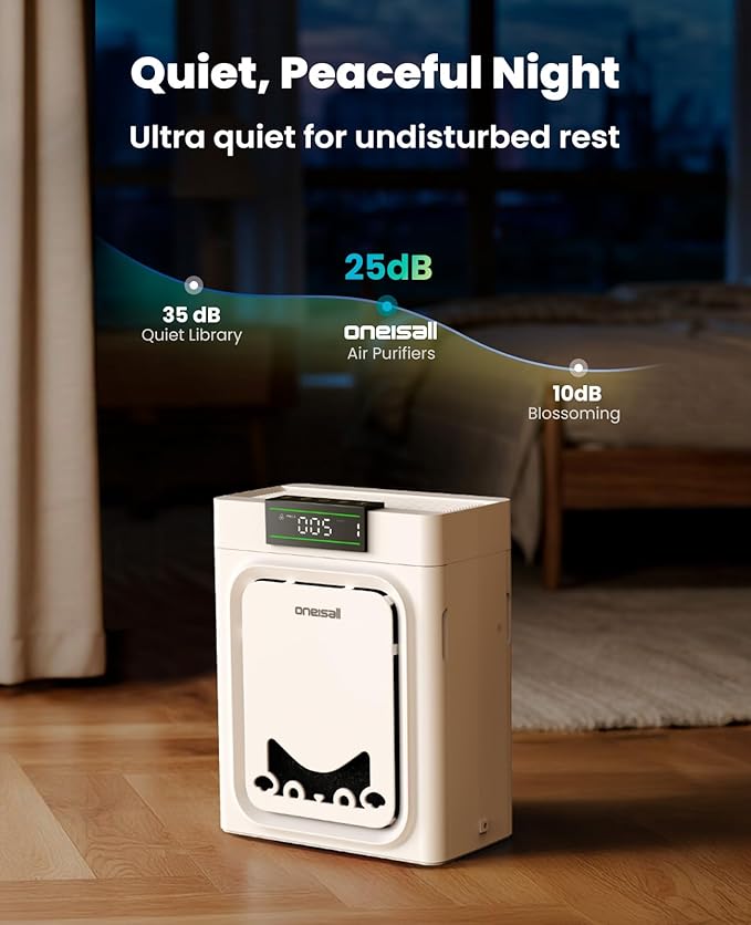 oneisall Air Purifiers for Home Pets with Double-Sided Washable HEPA Filters, Large Rooms Up to 2200Ft², Air Purifier for Dander, Odors, Allergens, Pet Fluff Hairs,Pollutants, Smoke, and Dust, PP02