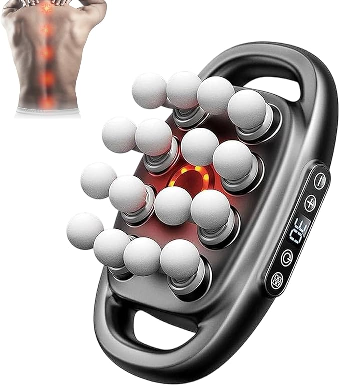 16-Drive 8-Head Massage Gun Set,Massage Gun with 16 Attachments & Red Light Therapy - Quiet 8-Speed Muscle Massager for Back,Legs,Full Body Pain Relief,Recovery and Relaxation (Black-16)