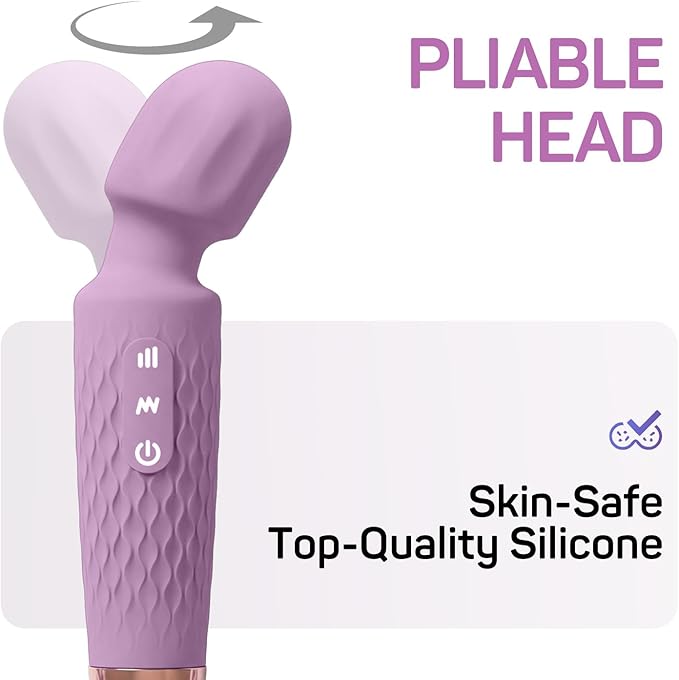 Personal Massager - 4H Runtime & Ultra-Quiet - Waterproof - 20 Modes 8 Speeds for Deep Tissue Back Massage, Post-Workout Recovery and Neck Muscle Relaxation（LX-Purple）