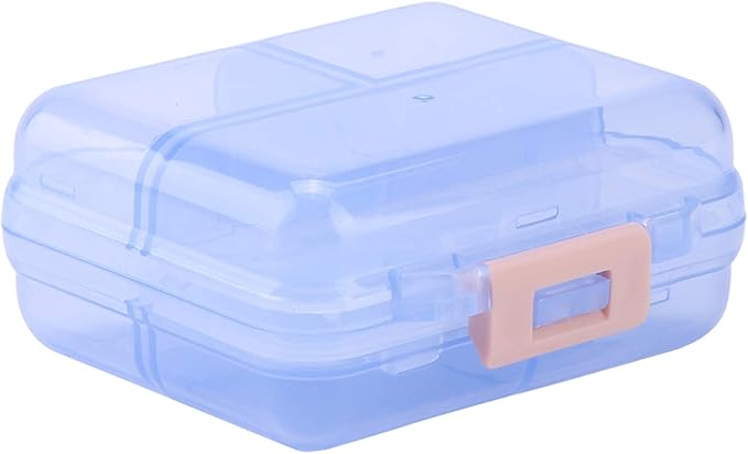 7 Grids Weekly Pill Box Portable Medicine Storage Box Foldable Drug Case Tablet Organizer for Travel (Blue)