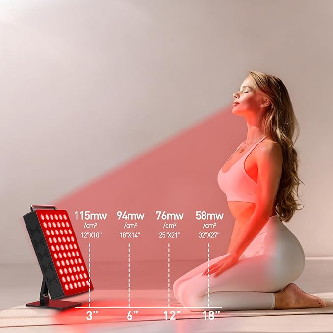 Red Light Therapy Panel 5 Wavement 60 Dual Chip LEDs 630+660+810+830+850nm Red and Near Infrared Lamp Therapy Device 100W with Timer & Stand for Body Pain Relief Face Skin Health Sleep Black