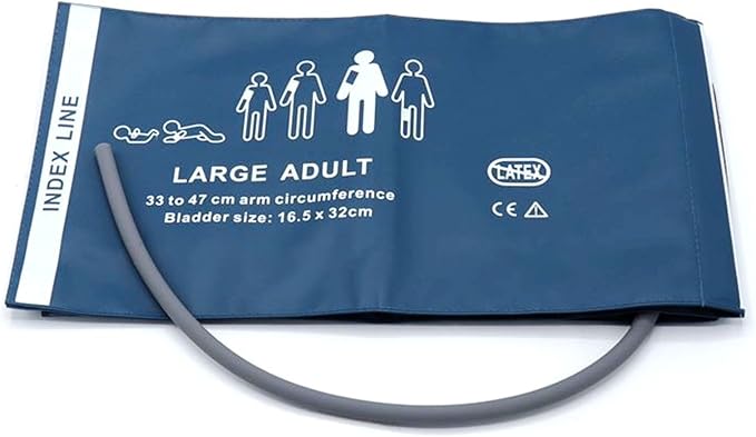 Blood Pressure PU Cuff with 50cm Single Tube for Large Adult 33-47 cm, Reusable Replacement NIBP Cuff with Inner Airbag for BP Monitor Machine, No Connector