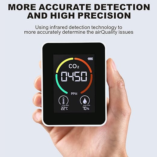3 in 1 Indoor Air Quality Monitor for CO2 Temperature & Humidity Detector Display Digital Air Analyzer with Real Time Display for Home Office Use