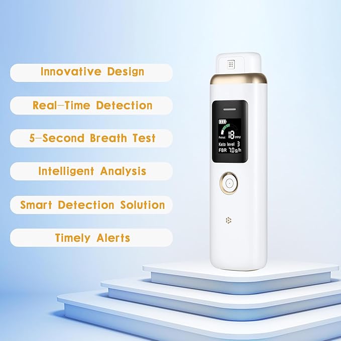 Breath Ketone Meter Professional High-Accuracy Breath Ketosis Meter – Home Ketone Breath Analyzer & Advanced Breath Ketosis Tester for Tracking Your Ketones, Keto Lifestyle & Fitness Goals