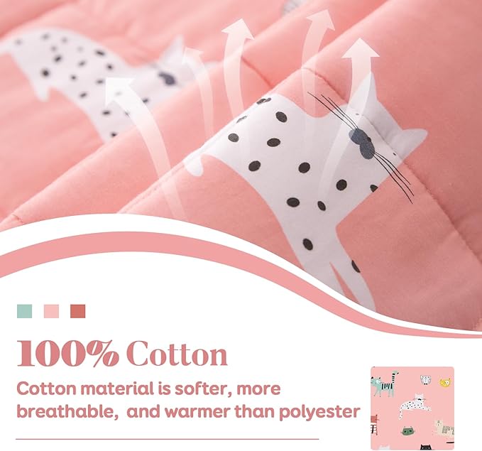 Sivio Weighted Blanket - 100% Cotton Weighted Blanket 5 lbs 36 x 48 inches, Washable Breathable Soft Heavy Blanket for Calm Sleeping for Home and School Nap, Pink Cat