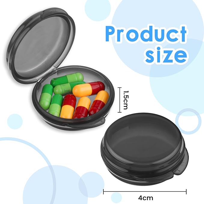 5PCS Small Pill Box, Travel Round Pill Case, Portable Medicine Pill Container Holder, Daily Mini Pill Organizer for Purse Pocket to Hold Vitamin Medication Fish Oil Supplement