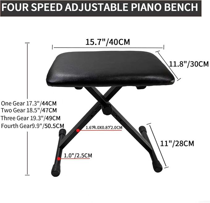 Keyboard Bench X-Style Height Adjustable 16-20in Padded Cushion Piano Stool Bench Keyboard Chair for Keyboards Piano.