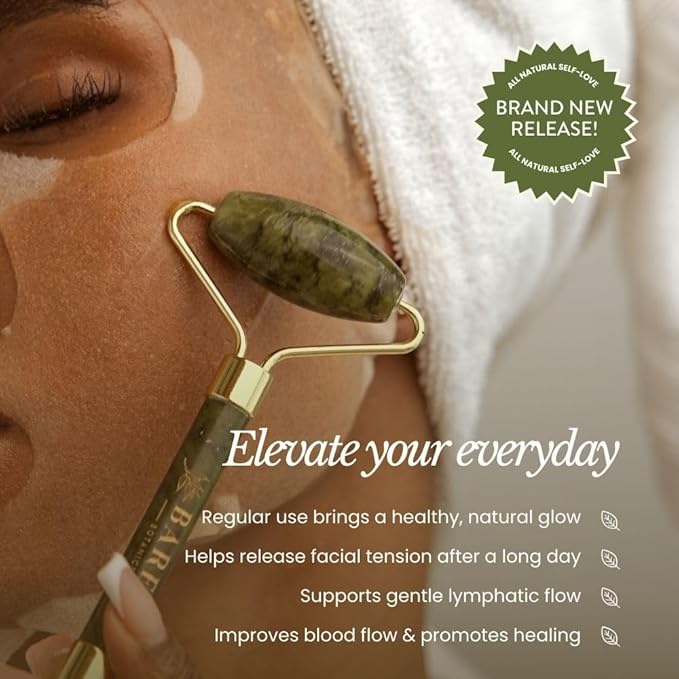 Bare Botanics Stainless Steel Gua Sha & Face Roller Set | Dual Facial Tools for Puffiness, Lymphatic Drainage & Glowing Skin | Durable, Easy to Clean Skincare Duo | Vegan & Cruelty-Free