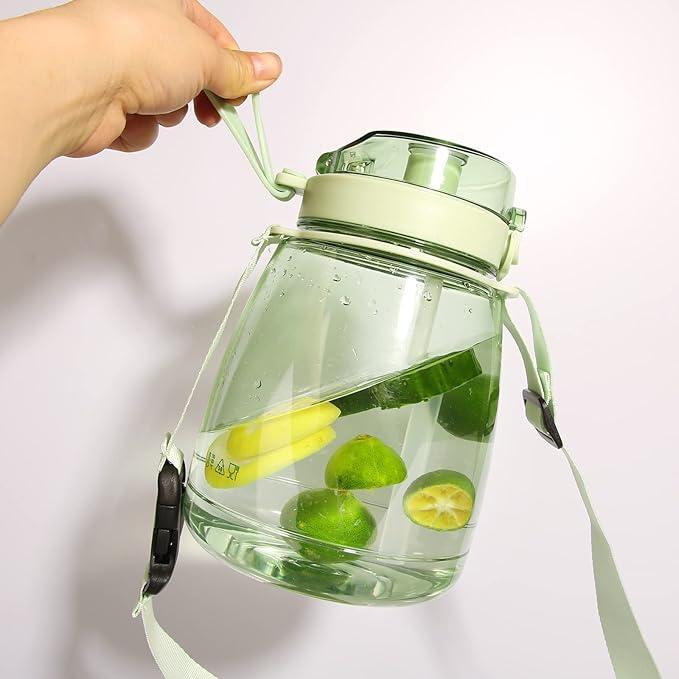 Girls Water Bottles for School, Upgrade Aesthetic Water Bottles, Cute Water Bottle with Handle, Water Jug Green