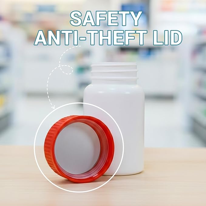 10 Pack 2oz Travel Pill Bottles - White Food Grade Plastic with Screw Caps & Labels, Small Pill Organizer for Pills, Vitamins, Capsules