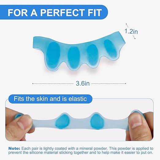 ActiveFlow Blue Toe Spacers – Dynamic Bunion Corrector & Hammer Toe Straightener for Overlapping Toes, Plantar Fasciitis Relief – Performance Gel Toe Separators for Running, Yoga & Athletic Recovery – Washable & Reusable (2 Pairs)