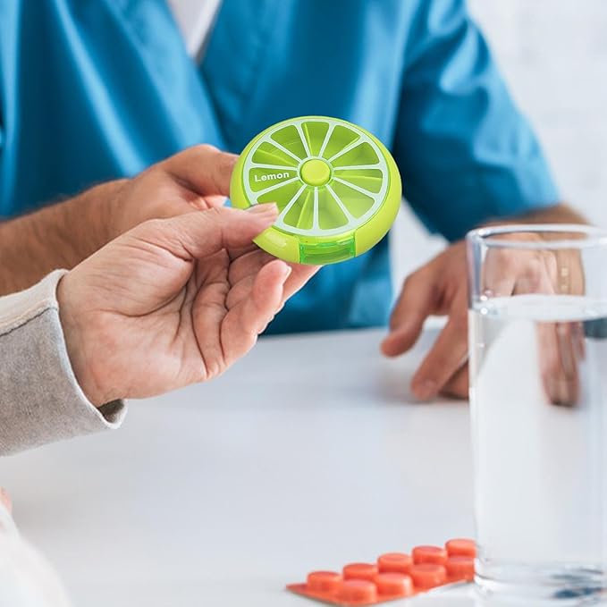 Weekly Pill Dispenser - Portable Round Pill Storage Box, Weekly Pill Case, Fruit-Shaped Design Storage Supplies for, Candy, Pills, and Other Items