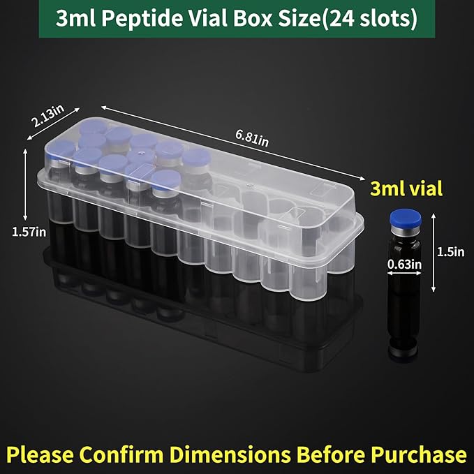 3-Pack Peptide Case for Fridge (2*10+24 Slots),3mL Vial Holder for Refrigerator Organized Storage,44-Slot Insulin & Peptide Organizer Set,Semi-Transparent Medical Vial Storage Case for Diabetic Care