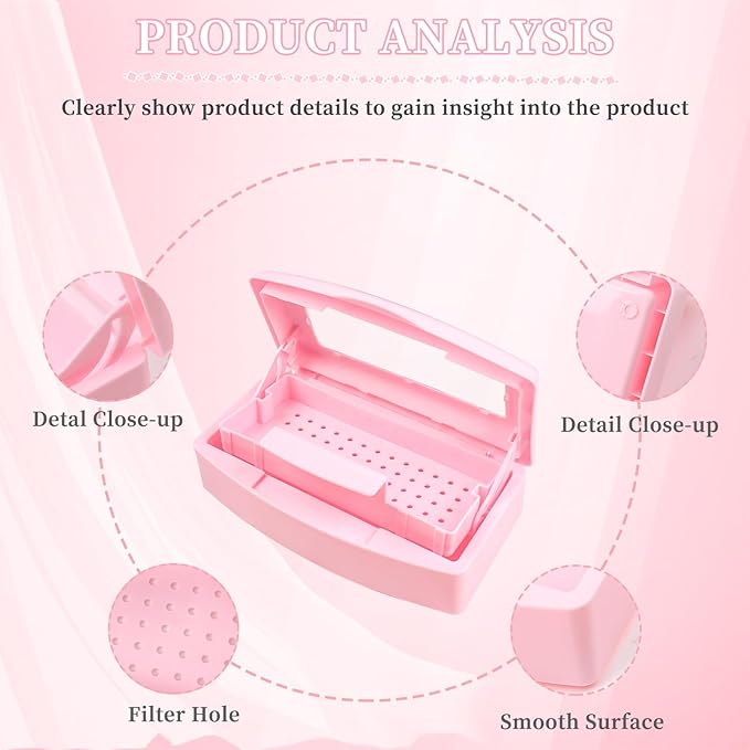 Nail Tool Sterilizer Box, Plastic Sterilizing Tray, Plastic Clean Sterilizing Box Storage Organizer for Nail, Tweezers, Eyelash Extensions, Hair Salon, Spa & Cutter Manicure Equipment (Pink)