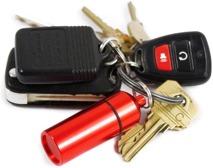 (6-Pack) ID Pill Holder Key Chain O Ring Cap Plastic Coated Interior (Assorted Colors)