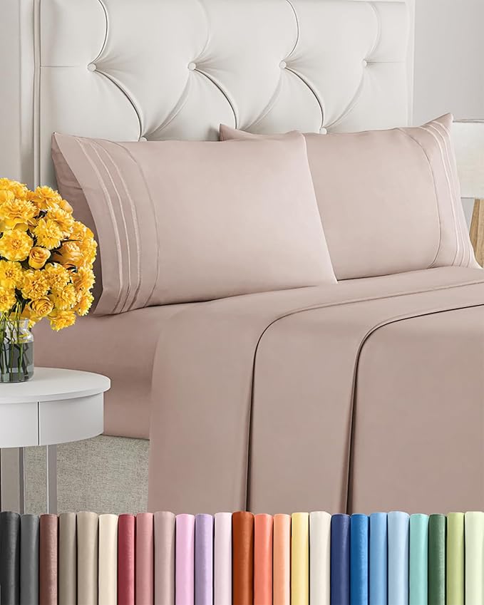 Cal King Size 4-Piece Sheet Set - Extra Soft, Breathable & Cooling - Hotel Luxury Durable Bed Sheets - Deep Pockets, Easy-Fit & Wrinkle-Free - Dusty Pink Oeko-Tex