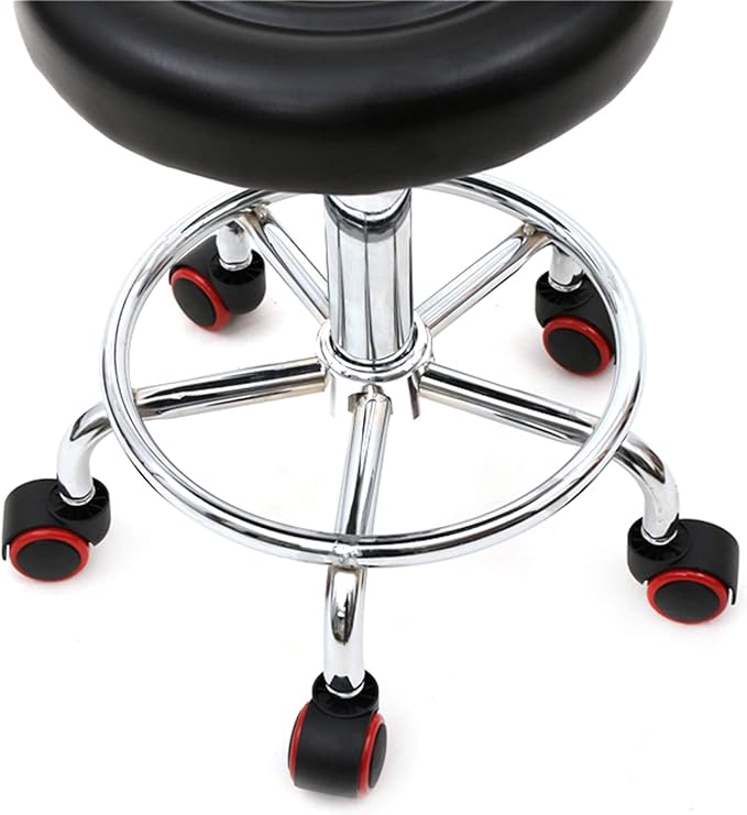 Swivel Salon Stool Chair with Back Support Adjustable Hydraulic Rolling Stool with Backrest for Beauty Barber Tattoo Massage (Style 1-Black)