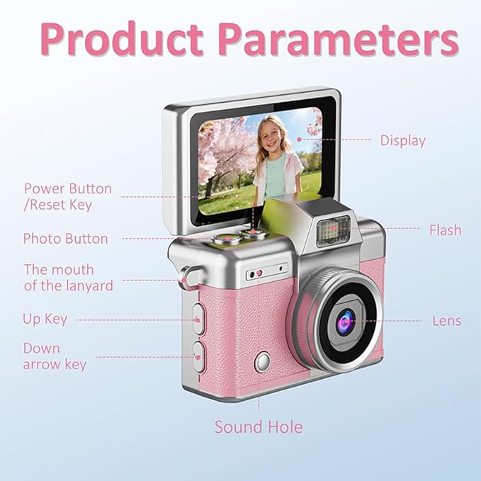 Vintage Mini Digital Camera Retro Mini Digital Video Keychain Camera Small Bodycam 1080P HD 0.96" IPS Screen Type-C 64G Card Included Portable for Photography Enthusiasts Travel (Yellow)
