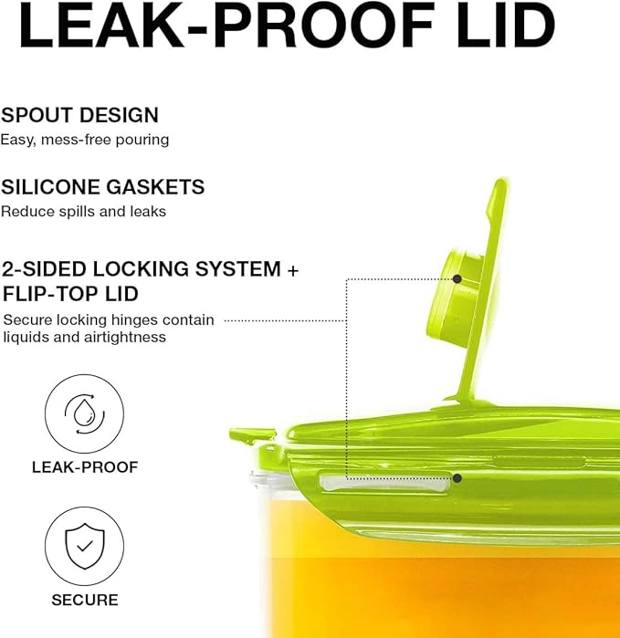 LocknLock Aqua Fridge Door Water Jug with Handle BPA Free Plastic Pitcher with Flip Top Lid Perfect for Making Teas and Juices, 2 Quarts, Green