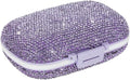 Daily 6 Compartments Pill Box Container Bling Diamond for Purse Medicine Container Holder for Women Travel Kit Medicine (Purple)