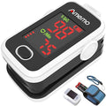 Pulse oximeter with alarm function, OLED display oxygen monitor fingertip, Blood oxygen saturation monitor (SpO2) with Carrying case, Silicone cover, Batteries and Lanyard