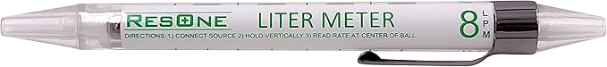 ResOne Standard Liter Meter Pen: Measure Oxygen Flow Rates Up to 8 LPM - Compact Oxygen Flow Meter for Quick, Precise Flow Checks