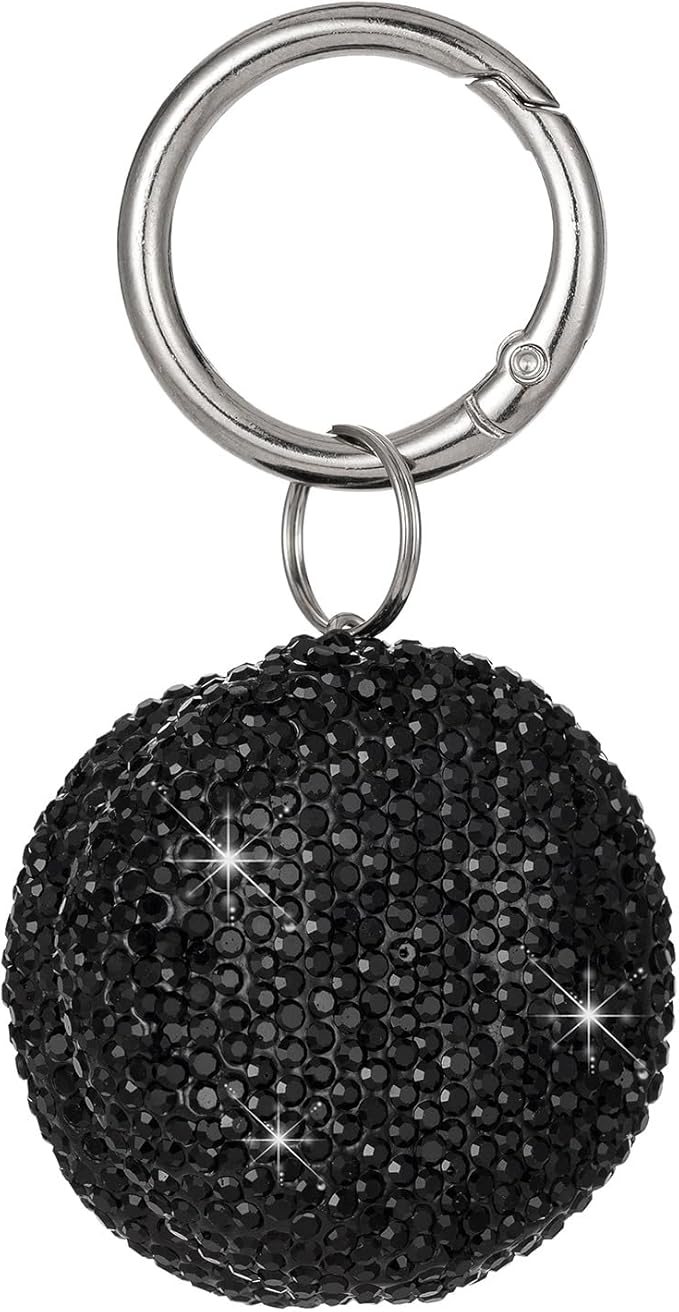 Keychian Pill Holder Round Pill Organizer Key Chain Tiny Pill Case Portable Small Medicine Container for Ring Earplugs Coin (Black)