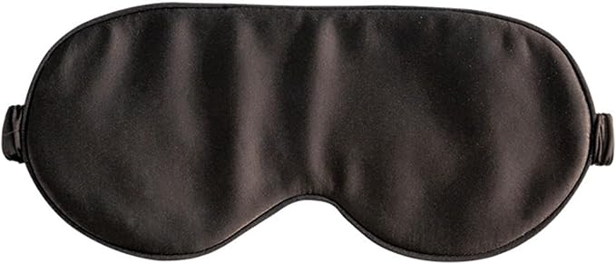 100% Mulberry Silk Sleep Mask for Women/Men Airplane Travel, Pure 22 Momme Silk Eye Mask Blackout for Sleeping, Ajustable, Luxury, Anti Wrinkle, Anti Aging Silk Blindfold, Made in USA (Black)