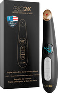 GLO24K Heated Eye Wand & Eye Massager Tool – Gentle Warmth & Vibration for Smoother-Looking Skin, Refreshing Under-Eyes Massage, Portable Beauty Device